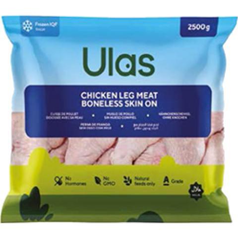 Frozen chicken leg meat, boneless skin on
